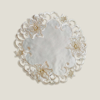 Mantel Individual Con Bordado Floral Color Crema