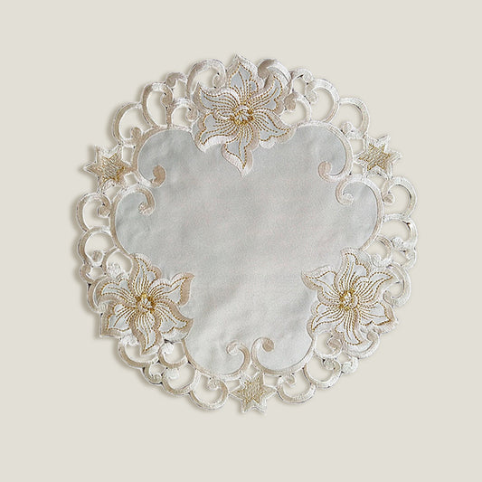 Mantel Individual Con Bordado Floral Color Crema