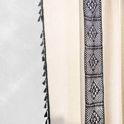 Black Beige Crochet Curtains