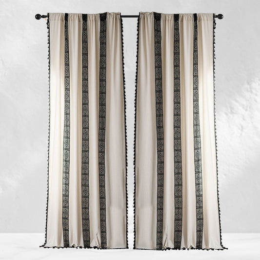 Black Beige Crochet Curtains