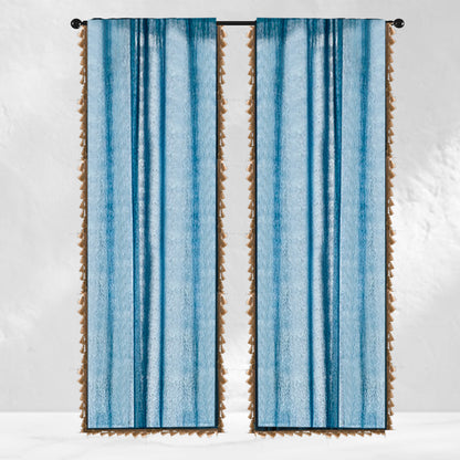 Blue Cotton Linen Curtains