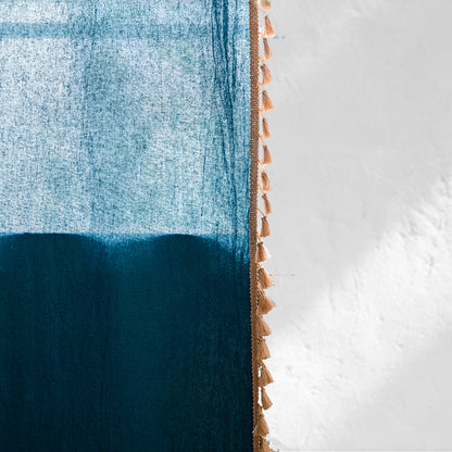 Blue Cotton Linen Curtains