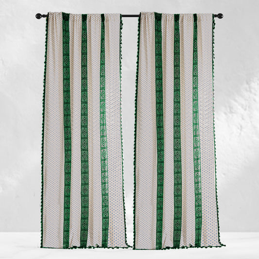 Green Floral Crochet Curtains