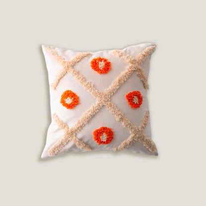 Floral Dot Velvet White Cushion Cover