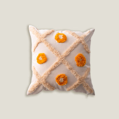 Floral Dot Velvet White Cushion Cover