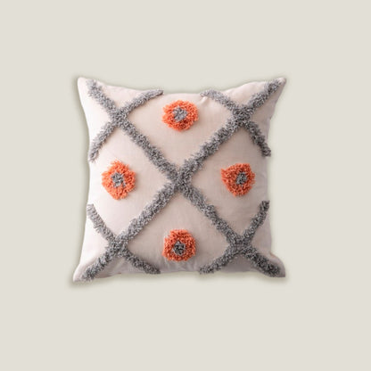 Floral Dot Velvet White Cushion Cover