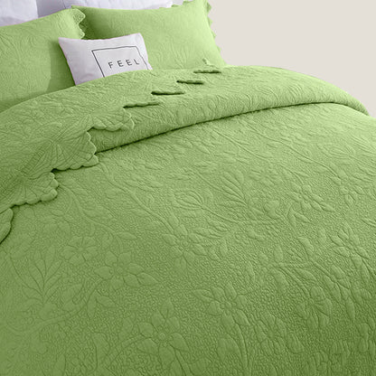 Green Embroidery Bedspread Set