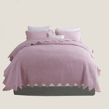 Pink Embroidery Bedspread Set