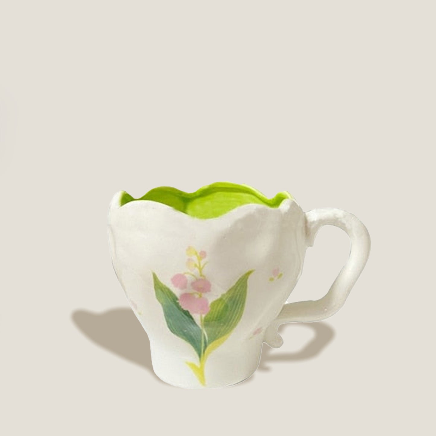 White  Green Flora Mug