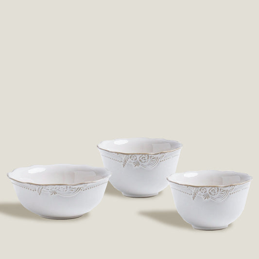 White Embossed Bowls