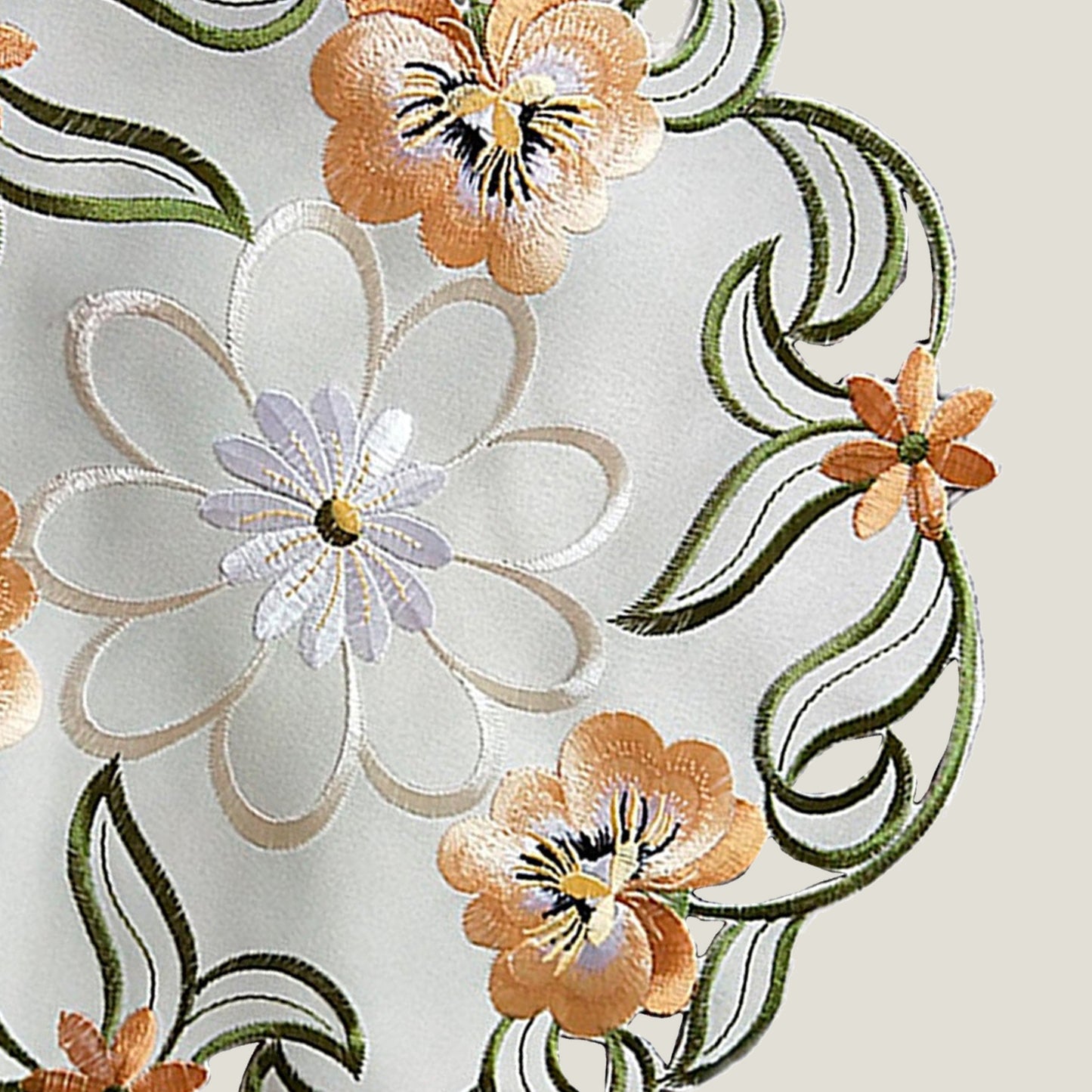 Floral Green Round Embroidery Placemat