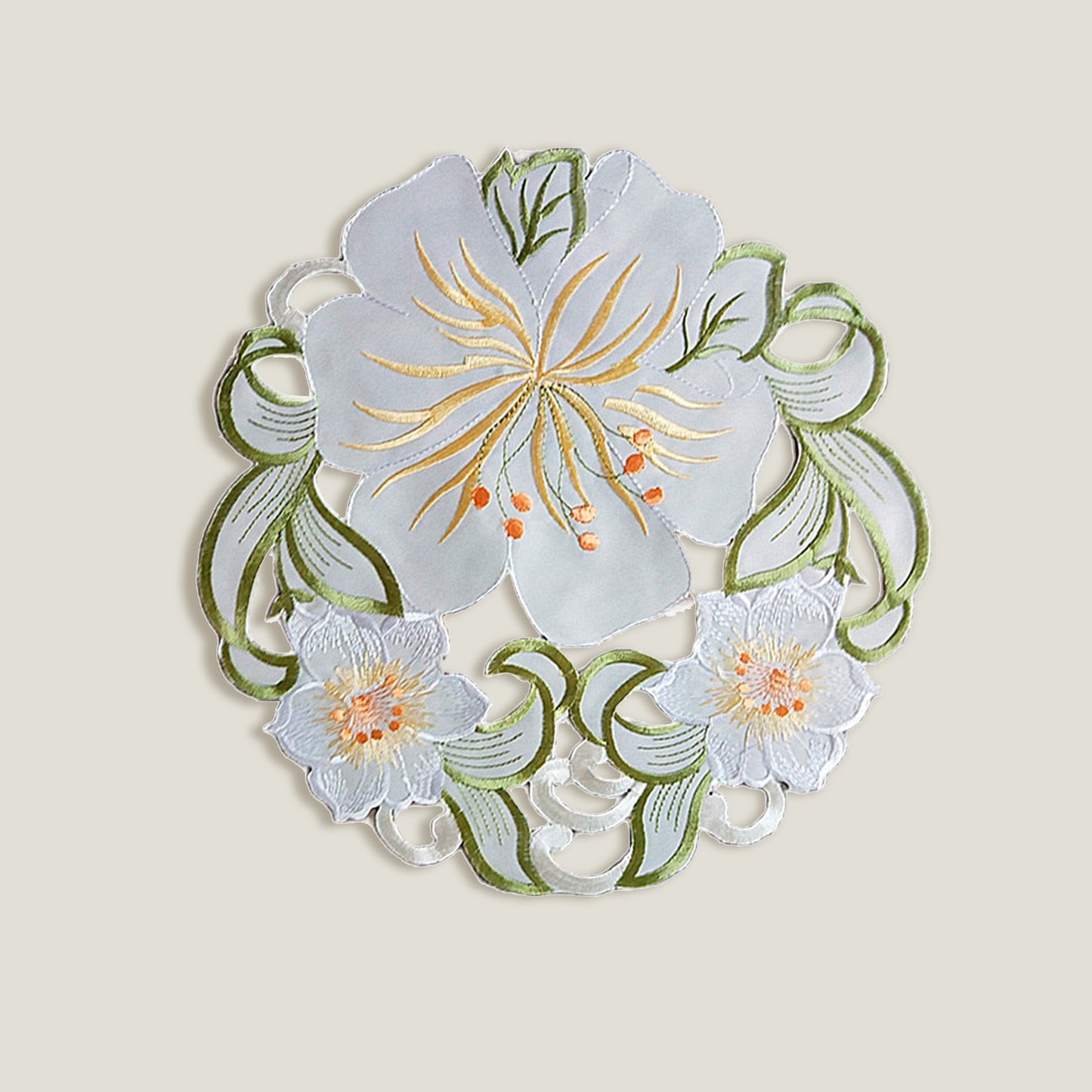 Green Floral Embroidery Placemat