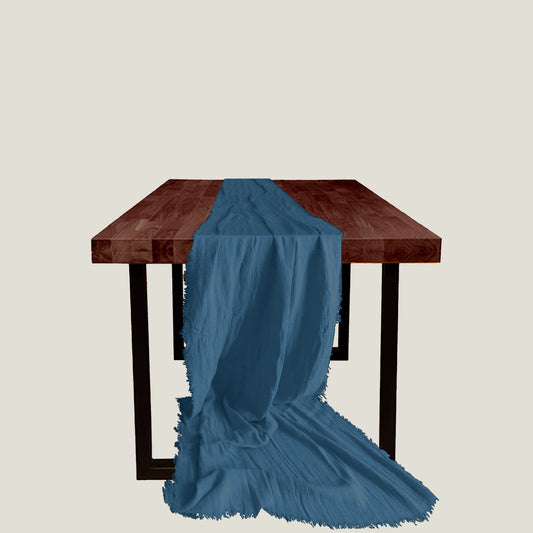 Blue Gray Gauze Table Runner