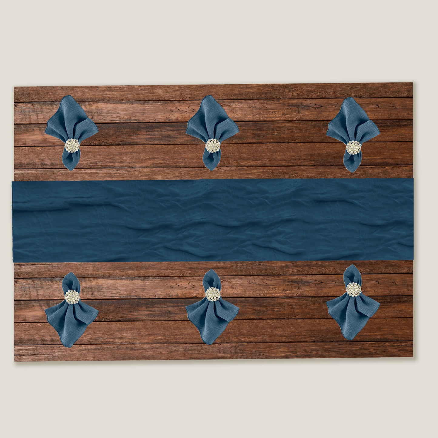 Blue Gray Gauze Table Runner