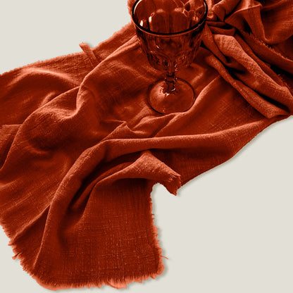 Orange Red Gauze Table Runner