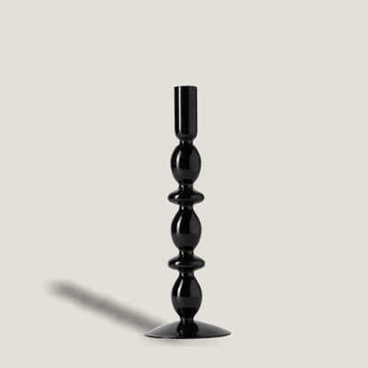 Black Glass Candle Holder