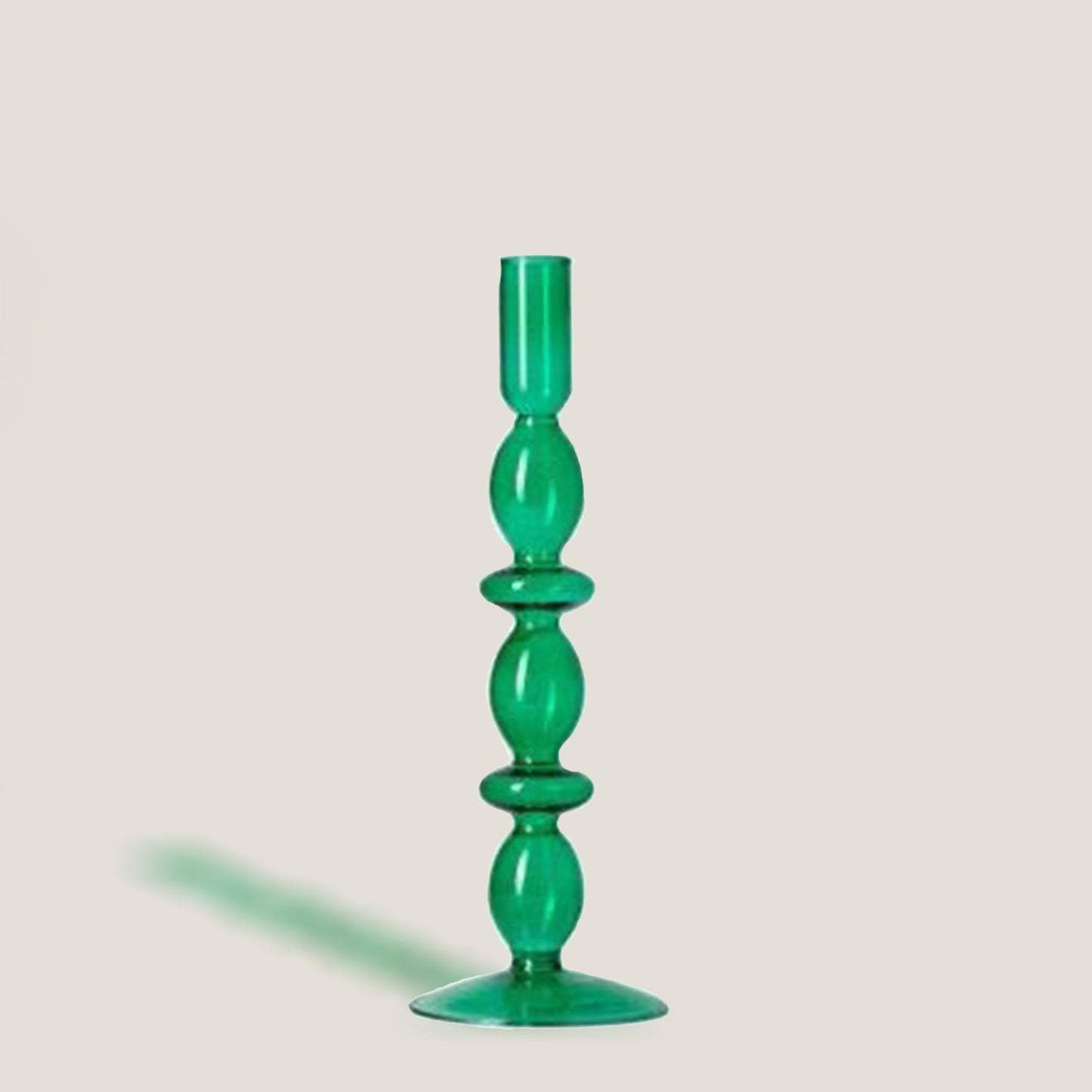 Green Glass Candle Holder