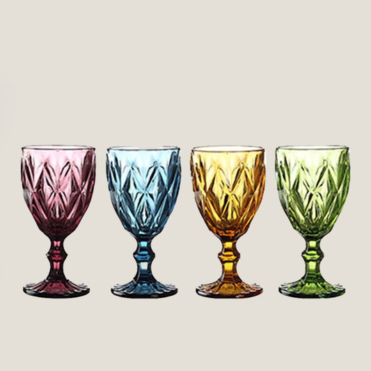 Glass Colors Goblet Set of 4