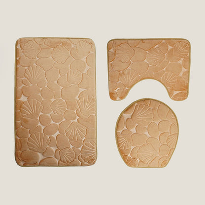 Gold Shell Bathroom Bath Mat Set