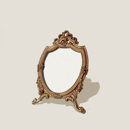 مرآة طاولة بيضاوية ذهبية