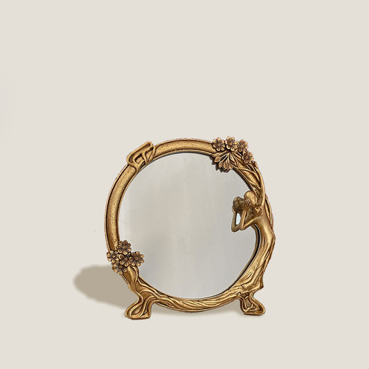 Espelho de Mesa Círculo Dourado