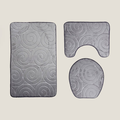 Gray Aro Bathroom Bath Mat Set