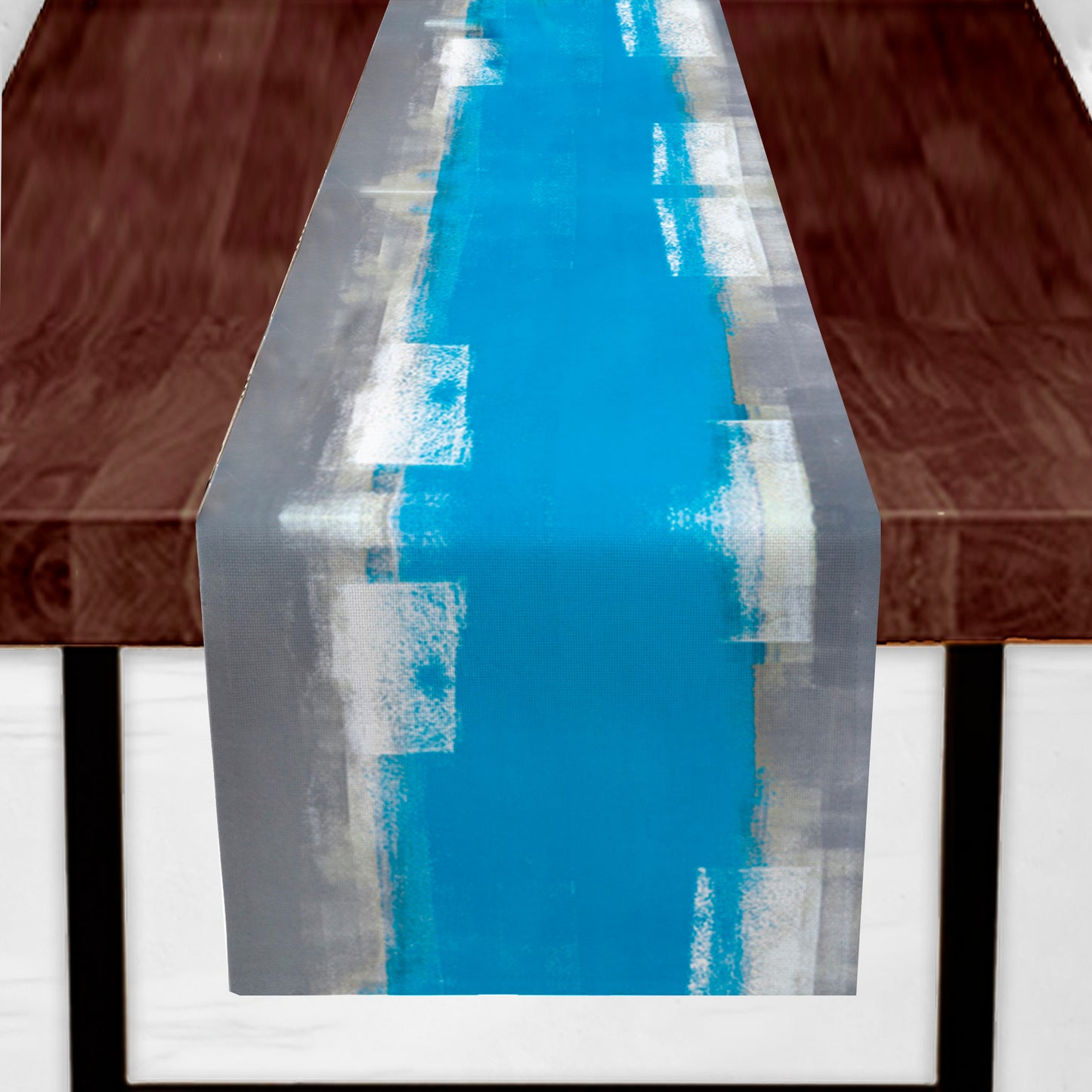 Gray Blue Velvet Table Runner