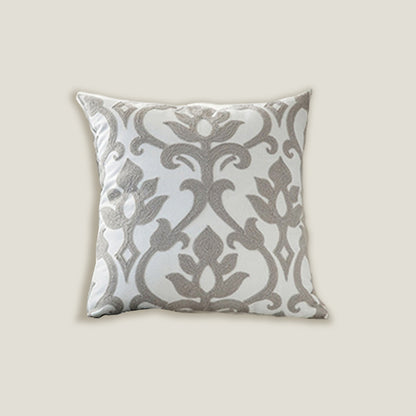 Gray Jacquard Embroidered Cushion Cover