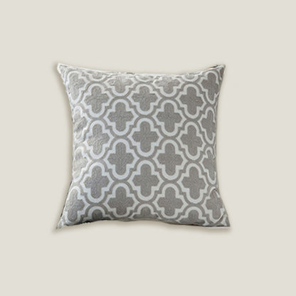 Gray Trellis Embroidered Cushion Cover