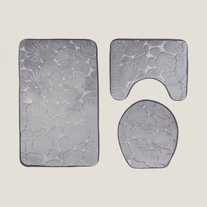 Gray Shell Bathroom Bath Mat Set