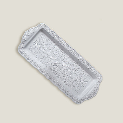 Gray Petal Embossed Rectangle Plate