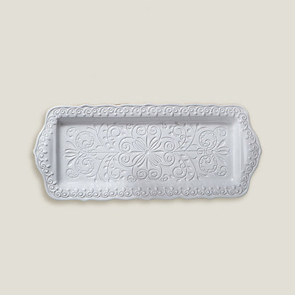 Gray Petal Embossed Rectangle Plate