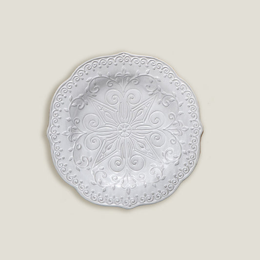 Platos Planos Con Relieve De Pétalos Grises