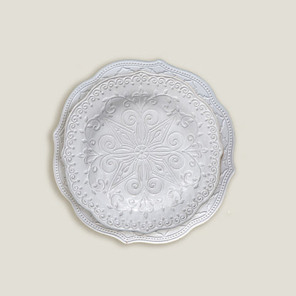 Gray Petal Embossed Dinner Plates