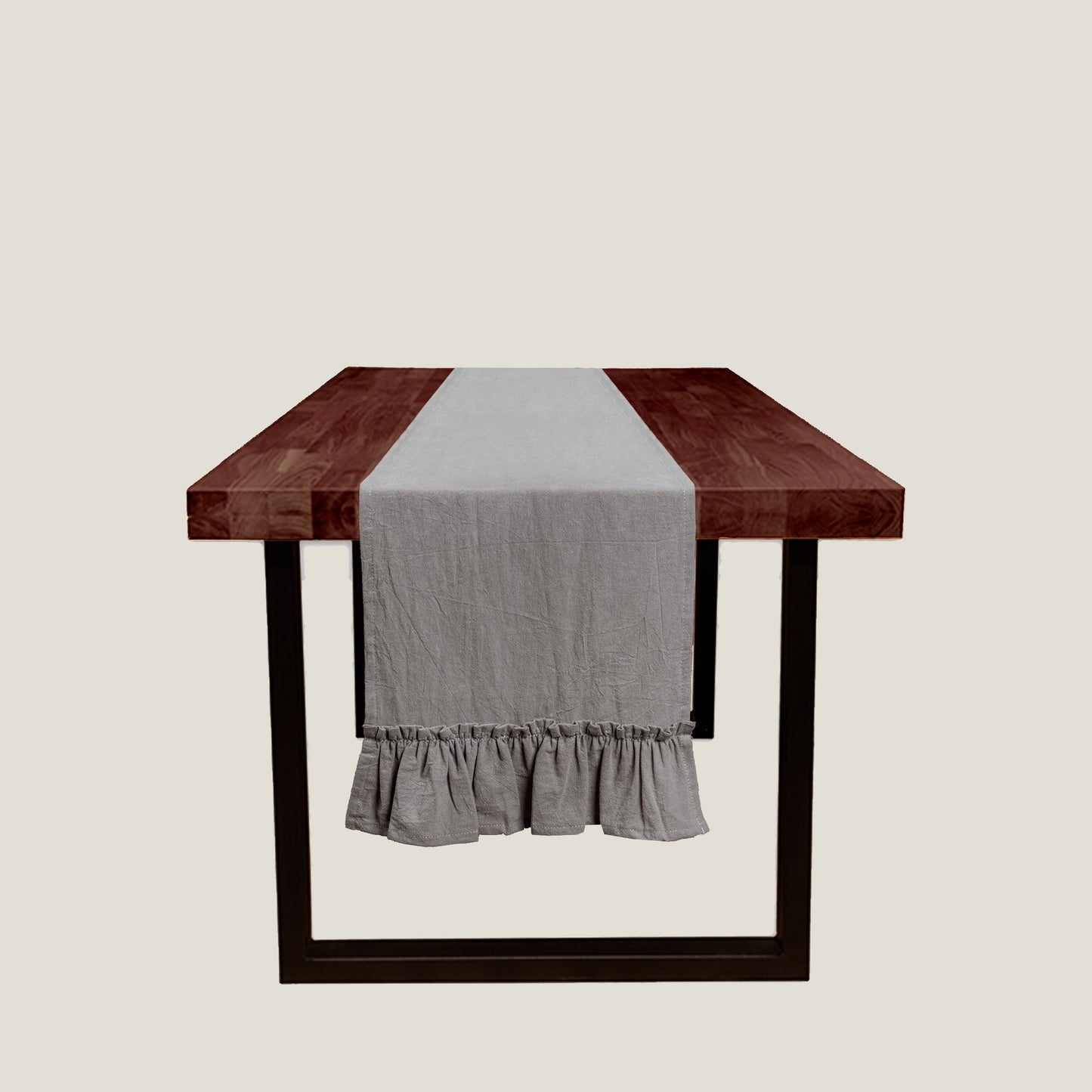 Gray Ruffles Table Runner