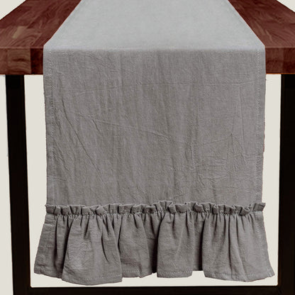 Gray Ruffles Table Runner