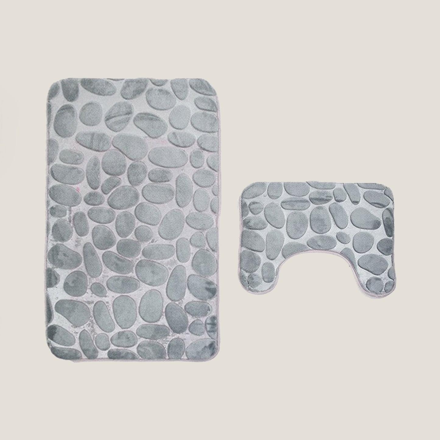 Gray Stone Bathroom Bath Mat Set