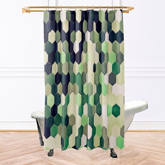 Green Hex Shower Curtain