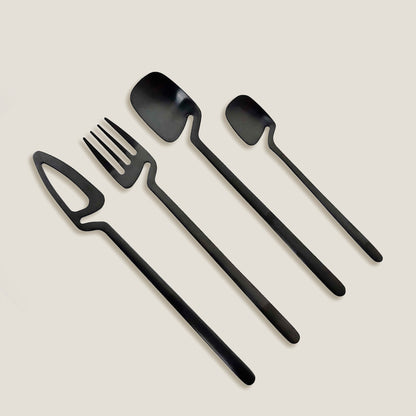 Black Hollow Silverware Set