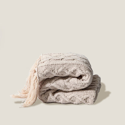 Cream Knitted Blanket