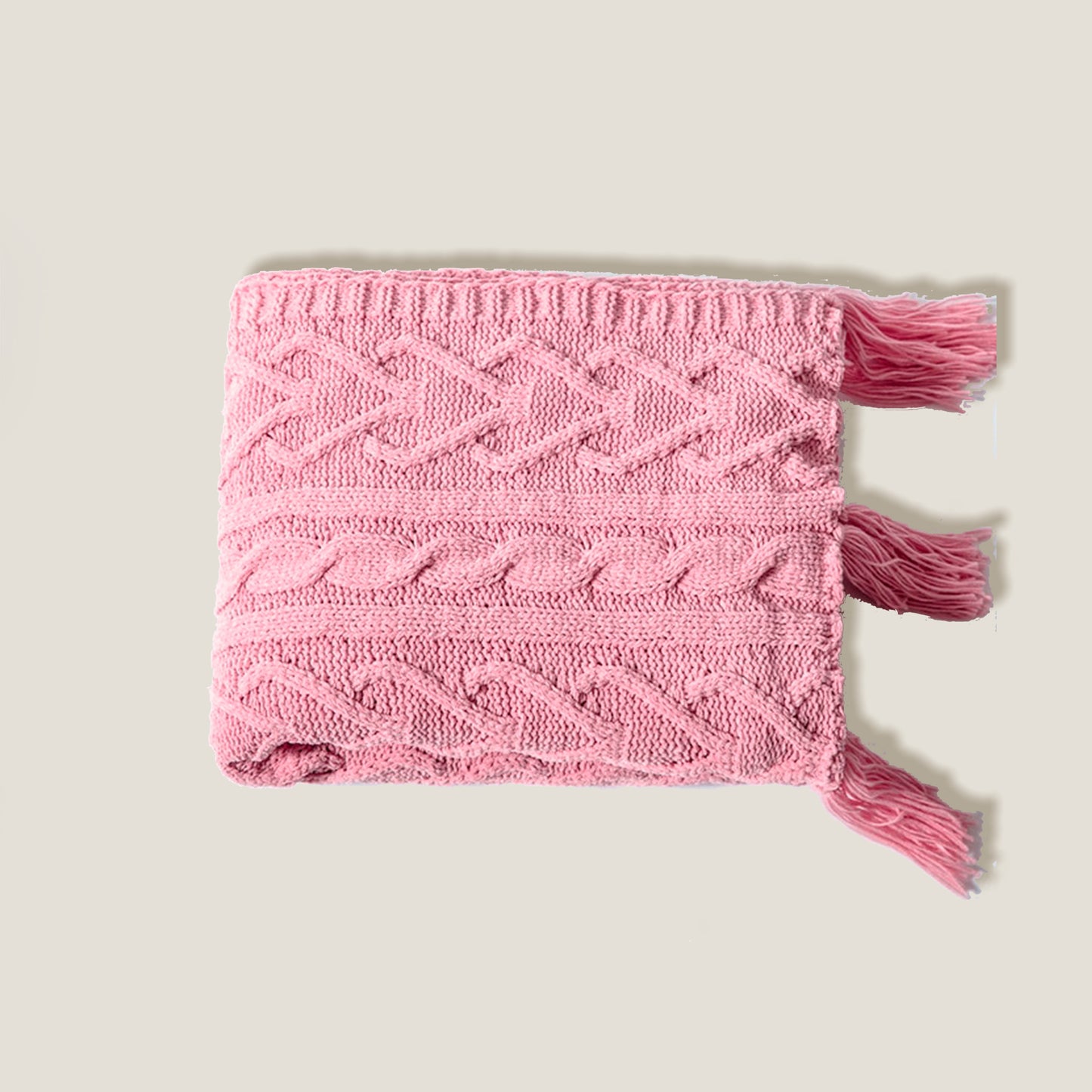 Roze gebreide deken