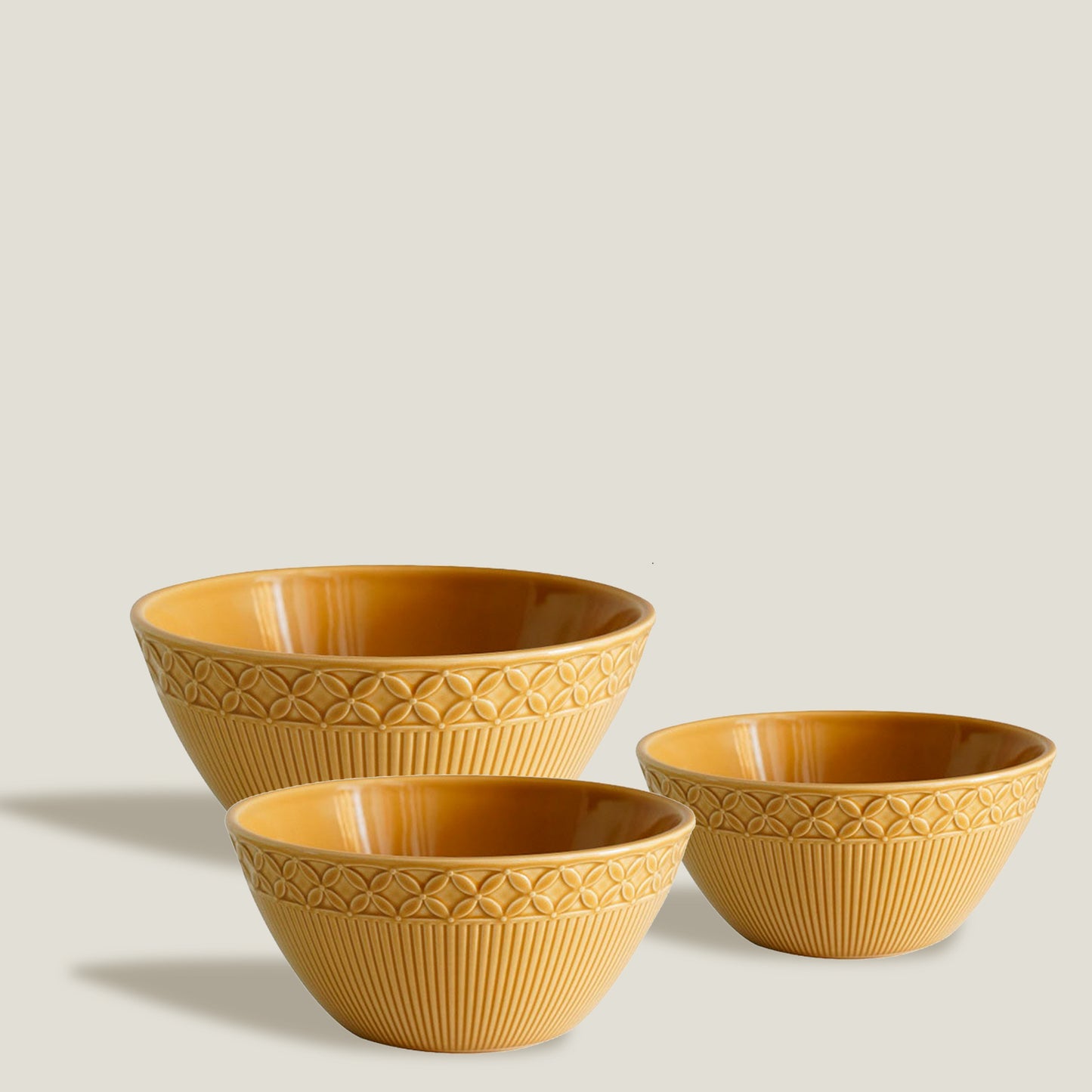 Mustard Yellow Knitted Ceramic Bowls