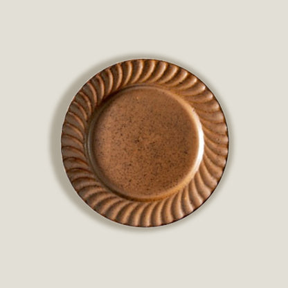 Ochre Leaves Round Plates