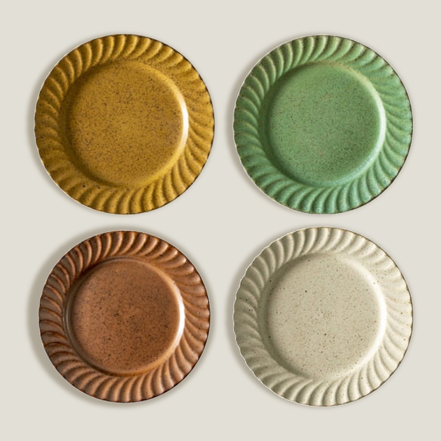 Mustard Leaves Round Plates