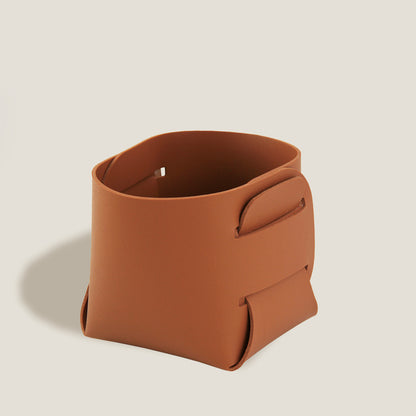 Ocher Leather Storage Basket