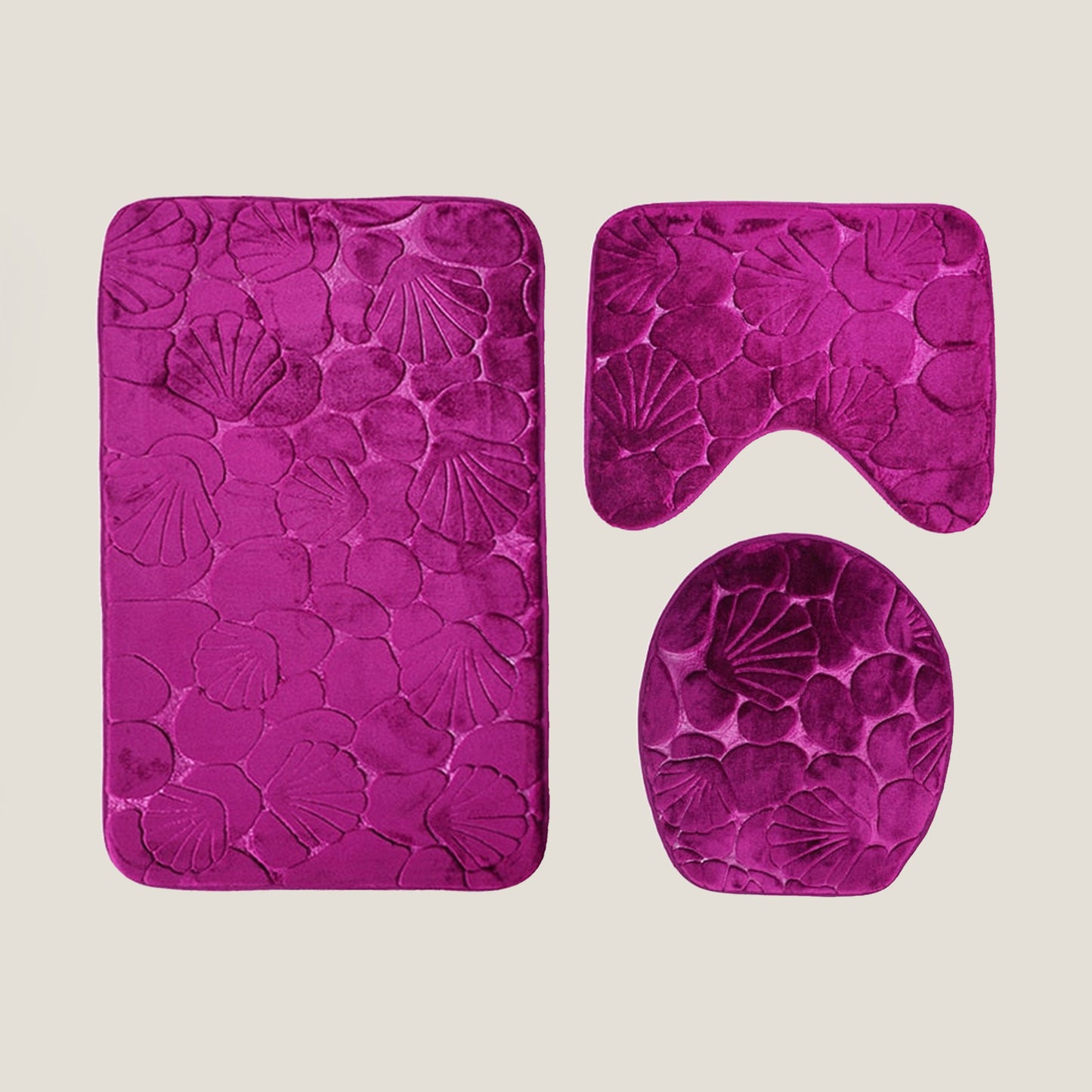 Magenta Floral Bathroom Bath Mat Set