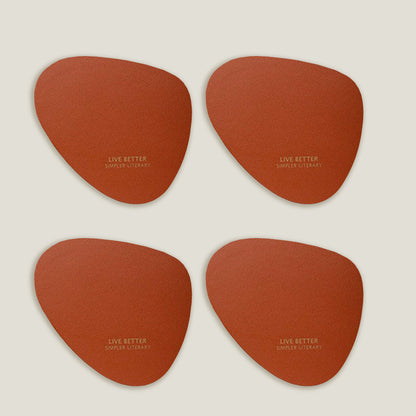 Maroon Oval Coaster Set