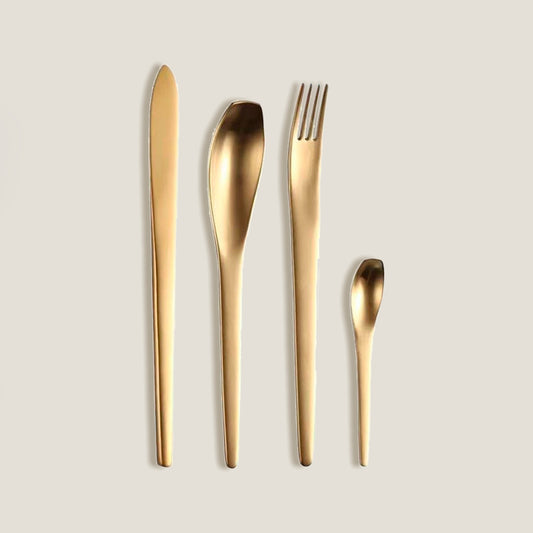 Oval Matte Gold Cutlery Set