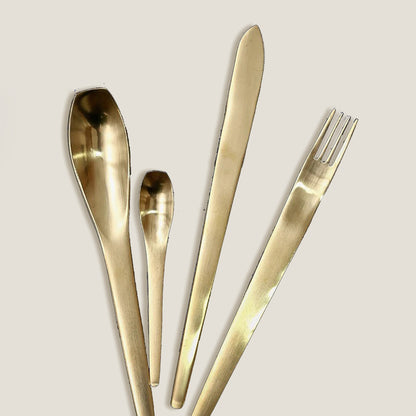 Oval Matte Gold Cutlery Set