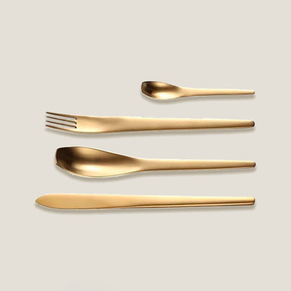 Oval Matte Gold Cutlery Set